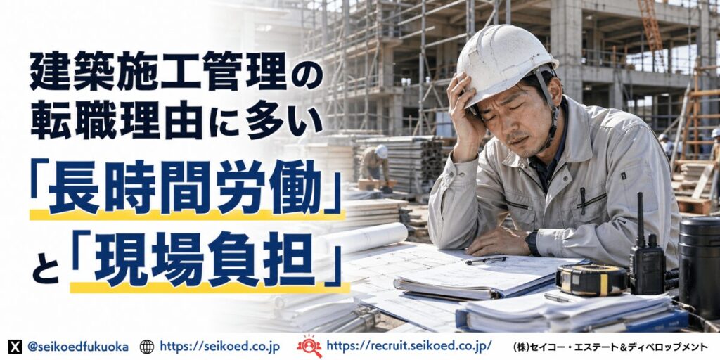 建築施工管理の転職理由は「仕事が嫌い」ではなく「働き方を変えたい」が本音